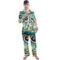 Wave Waves Ocean Sea Abstract Whimsical Men s Long Sleeve Satin Pajamas Set View1