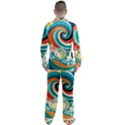 Wave Waves Ocean Sea Abstract Whimsical Men s Long Sleeve Satin Pajamas Set View2