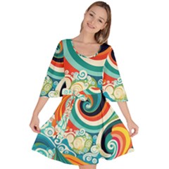 Wave Waves Ocean Sea Abstract Whimsical Velour Kimono Dress