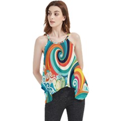 Wave Waves Ocean Sea Abstract Whimsical Flowy Camisole Tank Top by Jancukart