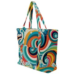 Wave Waves Ocean Sea Abstract Whimsical Zip Up Canvas Bag