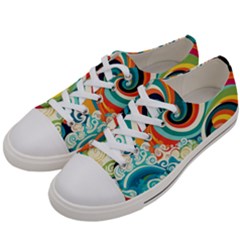 Wave Waves Ocean Sea Abstract Whimsical Men s Low Top Canvas Sneakers