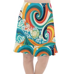 Wave Waves Ocean Sea Abstract Whimsical Fishtail Chiffon Skirt by Jancukart