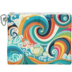 Wave Waves Ocean Sea Abstract Whimsical Canvas Cosmetic Bag (xxxl)