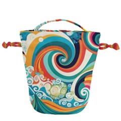 Wave Waves Ocean Sea Abstract Whimsical Drawstring Bucket Bag