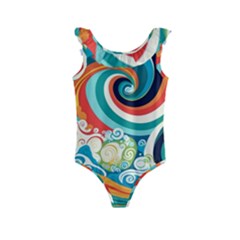 Wave Waves Ocean Sea Abstract Whimsical Kids  Frill Swimsuit