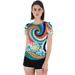 Wave Waves Ocean Sea Abstract Whimsical Back Cut Out Sport Tee