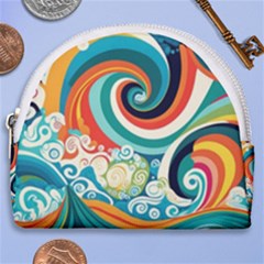 Wave Waves Ocean Sea Abstract Whimsical Horseshoe Style Canvas Pouch