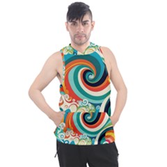 Wave Waves Ocean Sea Abstract Whimsical Men s Sleeveless Hoodie