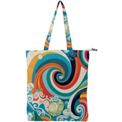 Wave Waves Ocean Sea Abstract Whimsical Double Zip Up Tote Bag