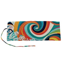 Wave Waves Ocean Sea Abstract Whimsical Roll Up Canvas Pencil Holder (s)