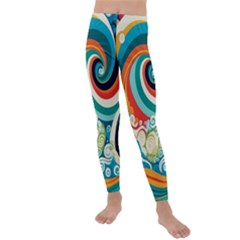 Wave Waves Ocean Sea Abstract Whimsical Kids  Lightweight Velour Leggings