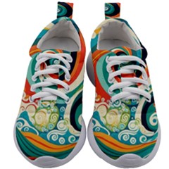 Wave Waves Ocean Sea Abstract Whimsical Kids Athletic Shoes by Jancukart