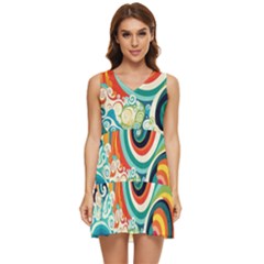 Wave Waves Ocean Sea Abstract Whimsical Tiered Sleeveless Mini Dress