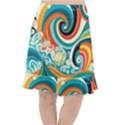 Wave Waves Ocean Sea Abstract Whimsical Fishtail Chiffon Skirt View1