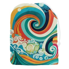 Wave Waves Ocean Sea Abstract Whimsical Drawstring Pouch (3xl)