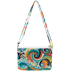 Wave Waves Ocean Sea Abstract Whimsical Double Gusset Crossbody Bag