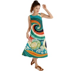 Wave Waves Ocean Sea Abstract Whimsical Summer Maxi Dress