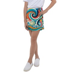 Wave Waves Ocean Sea Abstract Whimsical Kids  Tennis Skirt by Jancukart