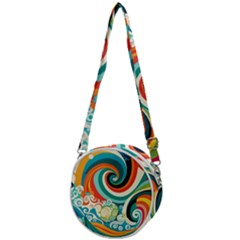 Wave Waves Ocean Sea Abstract Whimsical Crossbody Circle Bag