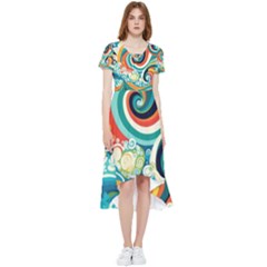 Wave Waves Ocean Sea Abstract Whimsical High Low Boho Dress