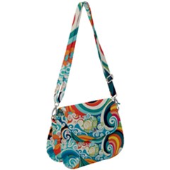 Wave Waves Ocean Sea Abstract Whimsical Saddle Handbag