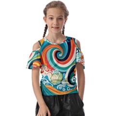 Wave Waves Ocean Sea Abstract Whimsical Kids  Butterfly Cutout Tee