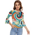 Wave Waves Ocean Sea Abstract Whimsical Bell Sleeve Top View1