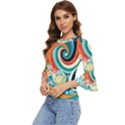 Wave Waves Ocean Sea Abstract Whimsical Bell Sleeve Top View2