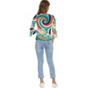 Wave Waves Ocean Sea Abstract Whimsical Bell Sleeve Top View4