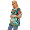 Wave Waves Ocean Sea Abstract Whimsical Oversized Basic Tee View2