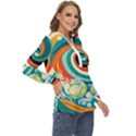 Wave Waves Ocean Sea Abstract Whimsical Zip Up Long Sleeve Blouse View3