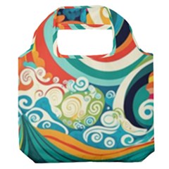 Wave Waves Ocean Sea Abstract Whimsical Premium Foldable Grocery Recycle Bag by Jancukart