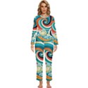 Wave Waves Ocean Sea Abstract Whimsical Womens  Long Sleeve Lightweight Pajamas Set View1