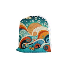 Waves Ocean Sea Abstract Whimsical (3) Drawstring Pouch (medium)