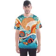 Waves Ocean Sea Abstract Whimsical (3) Men s Sport Mesh Tee