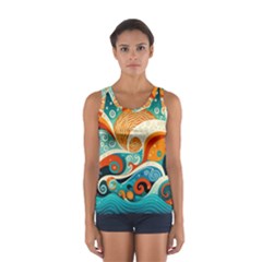 Waves Ocean Sea Abstract Whimsical (3) Sport Tank Top  by Jancukart