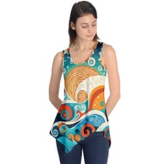 Waves Ocean Sea Abstract Whimsical (3) Sleeveless Tunic