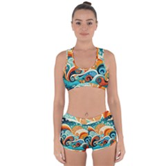 Waves Ocean Sea Abstract Whimsical (3) Racerback Boyleg Bikini Set