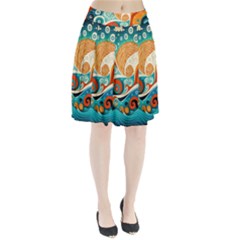 Waves Ocean Sea Abstract Whimsical (3) Pleated Skirt