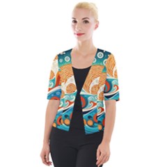 Waves Ocean Sea Abstract Whimsical (3) Cropped Button Cardigan