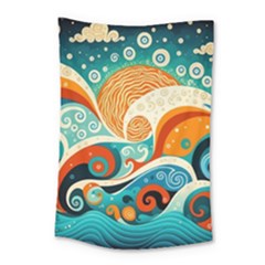 Waves Ocean Sea Abstract Whimsical (3) Small Tapestry