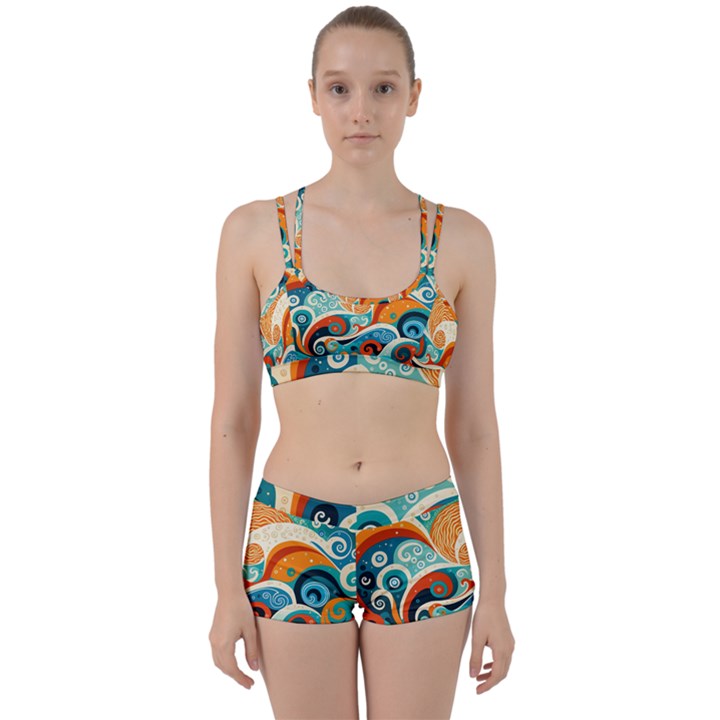 Waves Ocean Sea Abstract Whimsical (3) Perfect Fit Gym Set