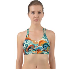 Waves Ocean Sea Abstract Whimsical (3) Back Web Sports Bra