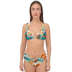 Waves Ocean Sea Abstract Whimsical (3) Double Strap Halter Bikini Set