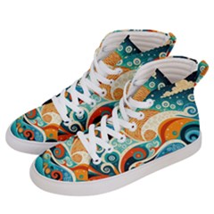 Waves Ocean Sea Abstract Whimsical (3) Men s Hi-top Skate Sneakers by Jancukart