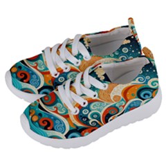 Waves Ocean Sea Abstract Whimsical (3) Kids  Lightweight Sports Shoes