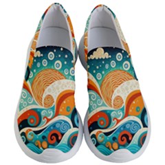 Waves Ocean Sea Abstract Whimsical (3) Women s Lightweight Slip Ons