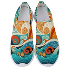 Waves Ocean Sea Abstract Whimsical (3) Men s Slip On Sneakers