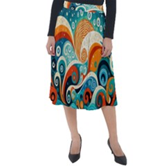 Waves Ocean Sea Abstract Whimsical (3) Classic Velour Midi Skirt 